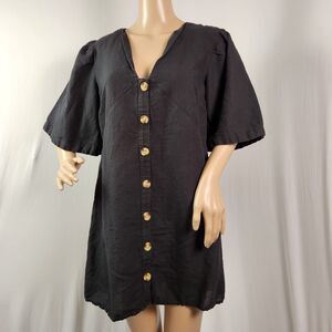 Topshop Womens Angel Sleeve Shift Dress, Size 8 US (fits like 6-8) Black